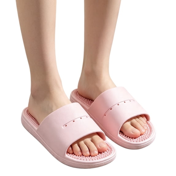 Willtoo Massage House Slides for Women, Non‑Slip Quick‑Dry Open Toe Slippers Textured Footbed Shower Sandals for Bathroom Indoor Home