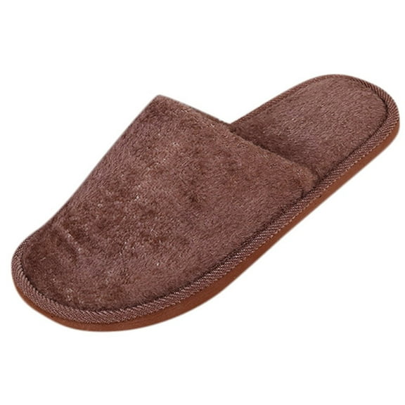 Willtoo Men Warm Home Soft Slippers Indoors，Anti-slip Winter Floor Bedroom Shoes Coffee 42-43(8-8.5)