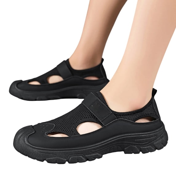 Willtoo Men's Casual Closed Toe Hollow Sandals Summer Breathable Mesh Sport Shoes Outdoor Casual Lightweight Non Slip on Hiking Flats
