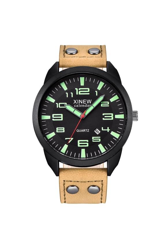 Men's Leather Date Casual Analog Quartz Wrist Watch Business Watches Gifts