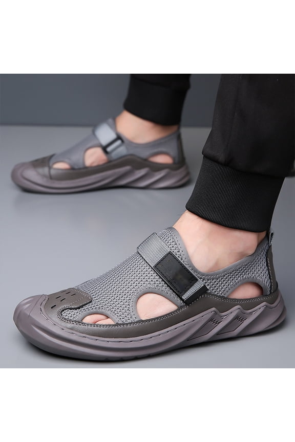Men's Mesh Hiking Sandals Closed-Toe Beach Sandal for Athletic Outdoor Summer Waterproof