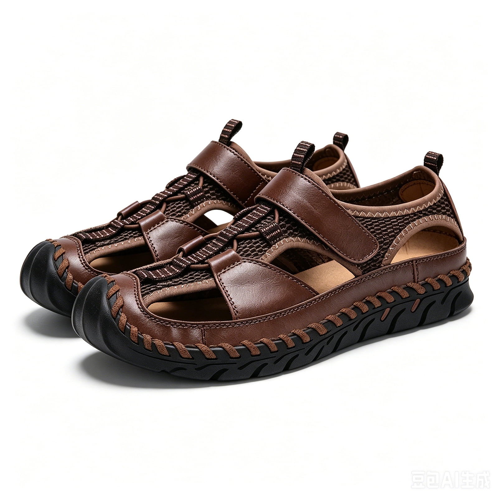 Men\'s Brown Sport Sandals Outdoor Hiking Sandals Closed Toe Leather Athletic Mens Sport Sandals Outdoor Hiking Sandals Closed Toe Jamaica  main image 3