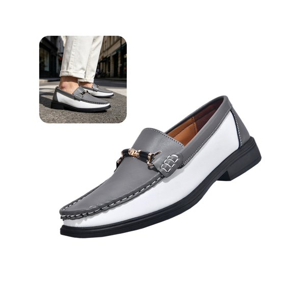Willtoo Mens Round Toe Loafers Slip On Casual Dress Shoes with Metal Horsebit Lightweight Daily Business Non Slip Walking Shoes
