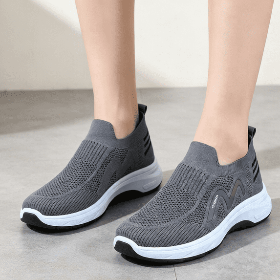 Willtoo Mens Slip On Breathable Knit Walking Loafer Non Slip Cushioned Lightweight Casual Footwear for Travel Gym Daily Errands