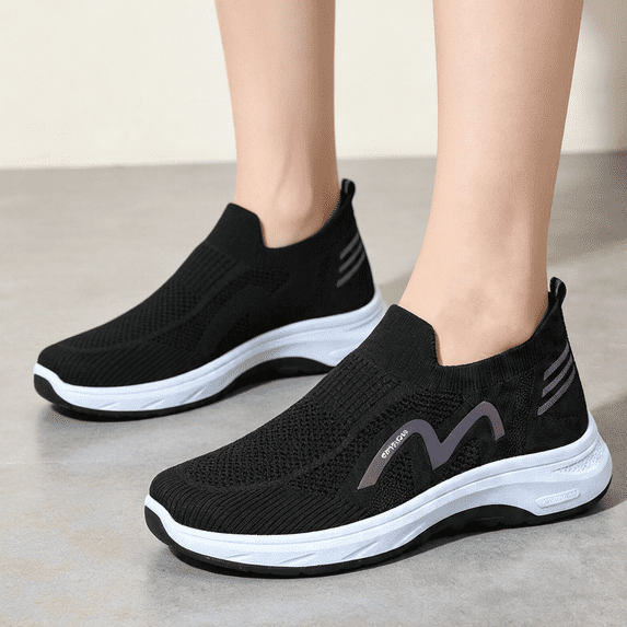 Willtoo Mens Slip On Breathable Knit Walking Loafer Non Slip Cushioned Lightweight Casual Footwear for Travel Gym Daily Errands