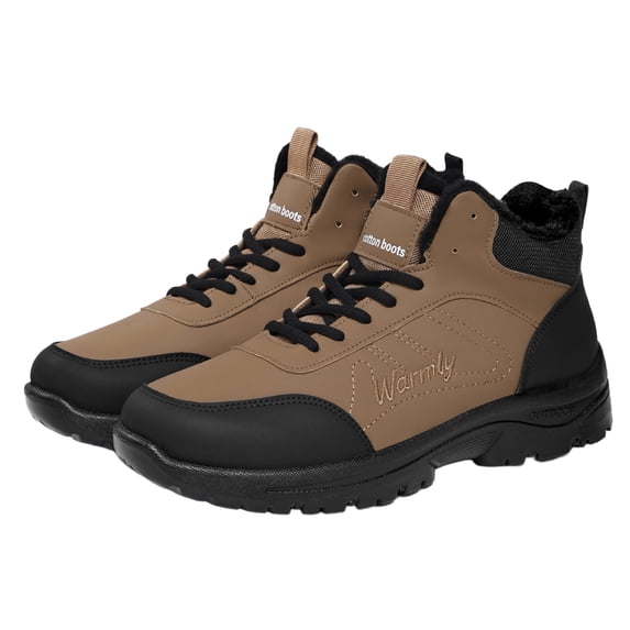Willtoo Mens Winter Ankle Boots Warm Waterproof Lace Up Booties Non Slip Rugged Outdoor Hiking Shoes for Daily Outdoor Activities
