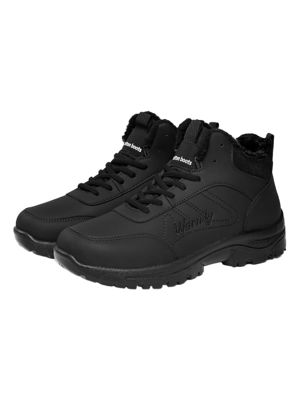 Mens Winter Ankle Boots Warm Waterproof Lace Up Booties Non Slip Rugged Outdoor Hiking Shoes for Daily Outdoor Activities