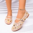 thumbnail image 1 of Willtoo Mesh Embroidered Flats for Women Flower Mary Jane Flats Ballet Shoes Round Toe Slip On Ballerina Floral Shoes, 1 of 6