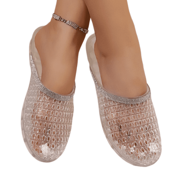 Willtoo Mesh Flat Jelly Sandals for Women 2026 Clear Beach Sandals Jelly Shoes Closed Toe Slides Comfort Walking Shoes