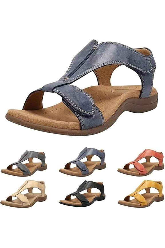 Orthawolkway Womens Sandals,Orthopedic Sandal Shoes With Arch Support,Summer Comfortable Casual Walking Sandal Dark Blue 8