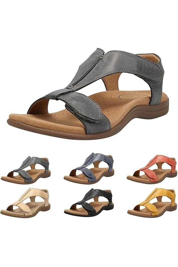 Orthawolkway Womens Sandals,Orthopedic Sandal Shoes With Arch Support,Summer Comfortable Casual Walking Sandal Gray 5.5
