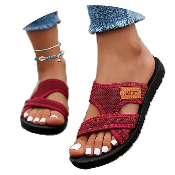 Willtoo Orthopedic Casual Sandals for Women Non Slip Slip on Arch Support Flat Wedge Sandals Wide Walking Shoes 2026 New Beach Foam Shoes