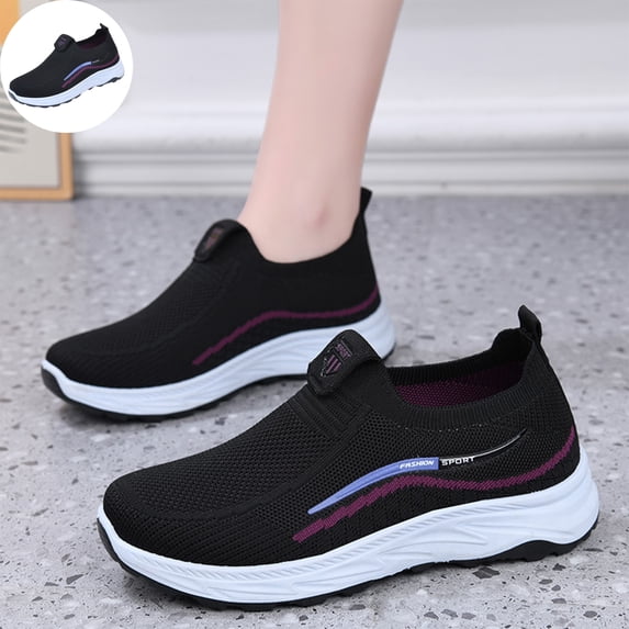 Willtoo Orthopedic Dress Shoes for Women Slip‑On Breathable Knit Mesh Casual Sneakers, Lightweight Non‑Slip Comfort Platform Walking Shoes