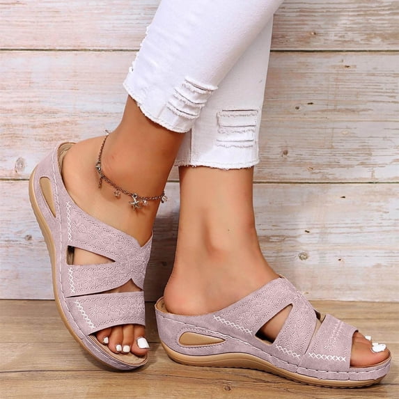 Willtoo Orthopedic Sandals for Women, Women's Wide Width Flat Sandals with Arch Support, Wedge & Flip Flops, Casual Sandals in Faux Leather & Leather, Open Toe, Spring, Summer & Fall