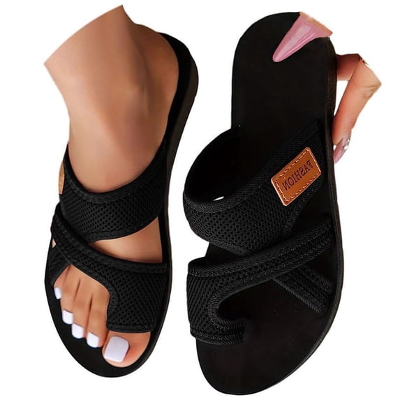 Willtoo Orthopedic Sandals for Women 2025 Summer Casual Open Toe Beach Vacation Shoes Trendy Comfortable Arch Support Sandal Black 9 Wide