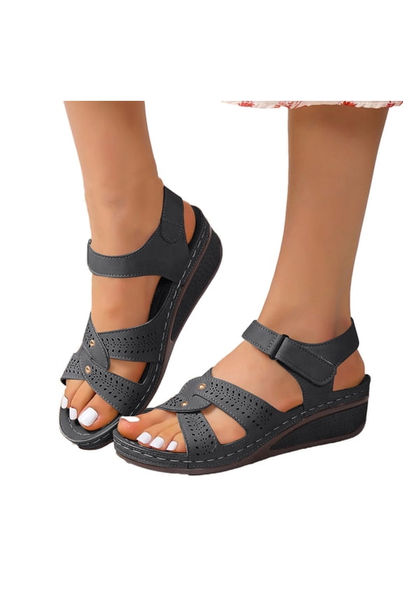 Orthopedic Sandals for Women Summer Breathable Open Toe Non-Slip Casual Wedge Sandal Vintage Roman Shoes