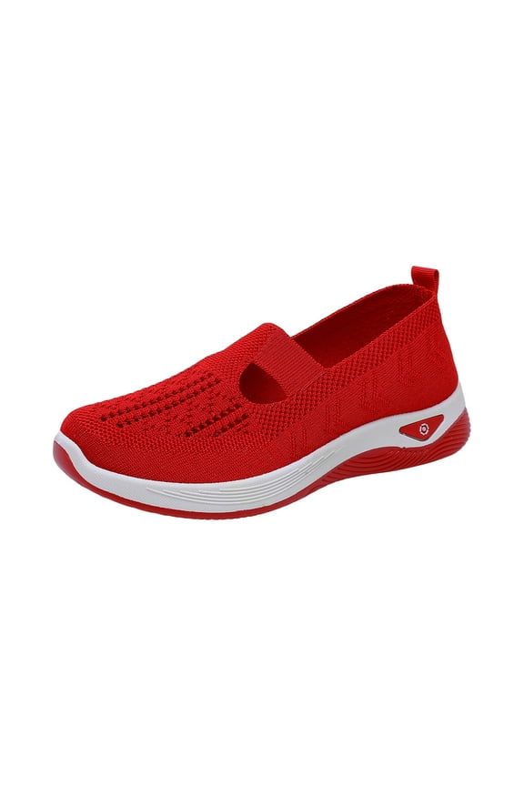 Orthopedic Shoes for Women, 2025 Women Wide Width Breathable Walking Comfortable Slip on Sneakers, Non Slip Food Service Lightweight Sneaker, Nurse Shoes Arch Support Sneakers Red 10 Wide