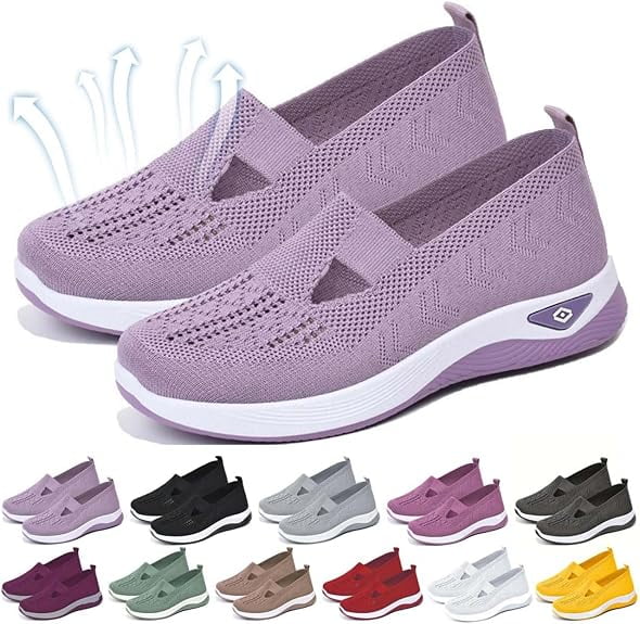 Stylish Orthopedic Shoes Women Knit Upper Sparkling Glitter