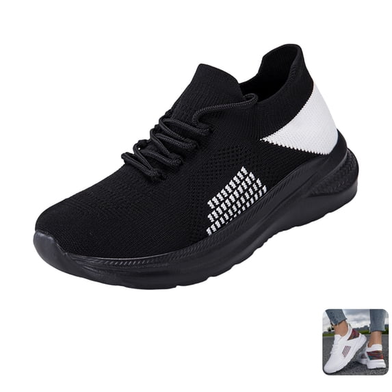 Willtoo Orthopedic Shoes for Women Knit Sock Style Lace Up Walking Sneakers, Breathable Mesh Lightweight Athletic Shoes, Soft Cushioned Non‑Slip Flexible Casual Running Shoes