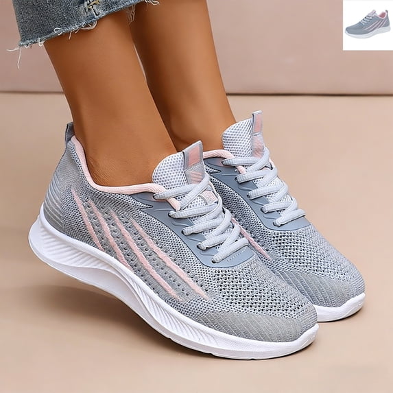 Willtoo Orthopedic Shoes for Women Lightweight Knit Running Shoes with Arch Support, Lace-Up Breathable Mesh Walking Sneakers, Non-Slip Comfort Athletic Sport Shoes