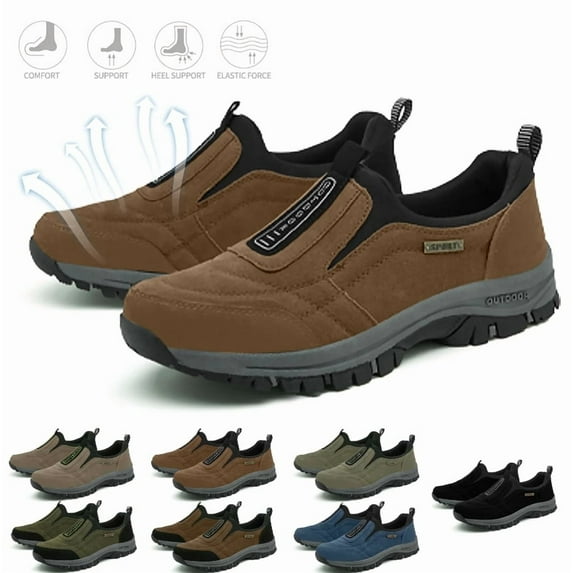 Willtoo Orthopedic Shoes for Men, Enjerr Orthopedic Shoes, Comfortable Waterproof Orthopedic Walking Shoes Hiking Sneakers Brown 11