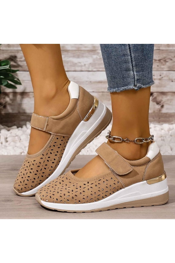 Orthopedic Shoes for Women Breathable Mesh Knitted Woven Low Top Walking Shoes Anti-Skid Wide Toe Walking Tennis Shoe Light Brown