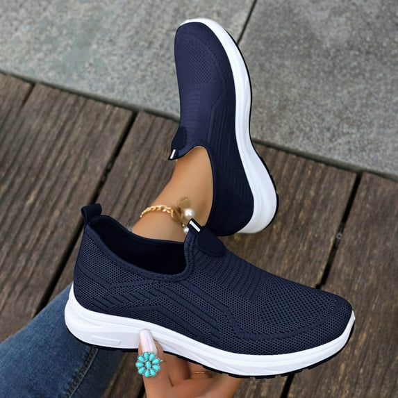 Willtoo Orthopedic Shoes for Women Slip on Walking Shoes Nurse Shoes Arch Support Wide Width Work Sneakers Navy 8.5 Wide