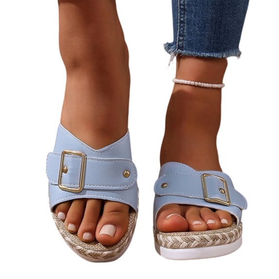 Willtoo Orthopedic Wedge Sandals For Women Dressy Summer Comfortable Walking Open Toe Slide Sandals Slip On Buckle Slides