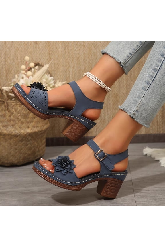 Orthopedic Wedge Sandals for Women Chunky High Heel Open Toe Sandals Comfortable Elegant Adjustable Strap Platform Sandles Vacation Beach Walking Shoes