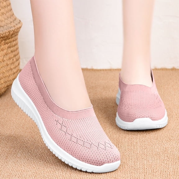 Willtoo Nurse Shoes for Women - Wide Width, Breathable Mesh, Arch Support Slip-Ons with Non-Slip Food Service Sole Pink 8.5 Wide