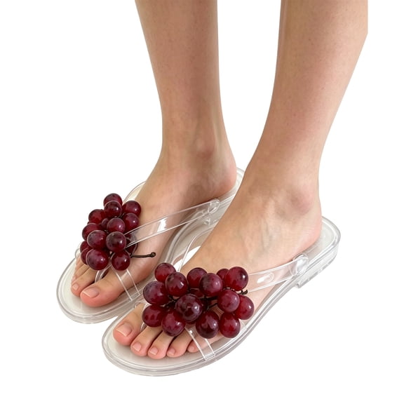 Willtoo Plastic Grape Jelly Sandals House Slippers Outdoor Flats Cute Shoes Y2k Aesthetic Slides Women Summer Beach Vacation