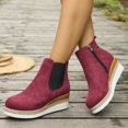 thumbnail image 1 of Willtoo Platform Wedge Ankle Booties for Women Colorblock Pointed Toe Low-Top Casual Boot Chunky Bottom Elastic Fashion Classic Ankle Boots with Zipper Winter Fall Dress Short Boots, 1 of 5