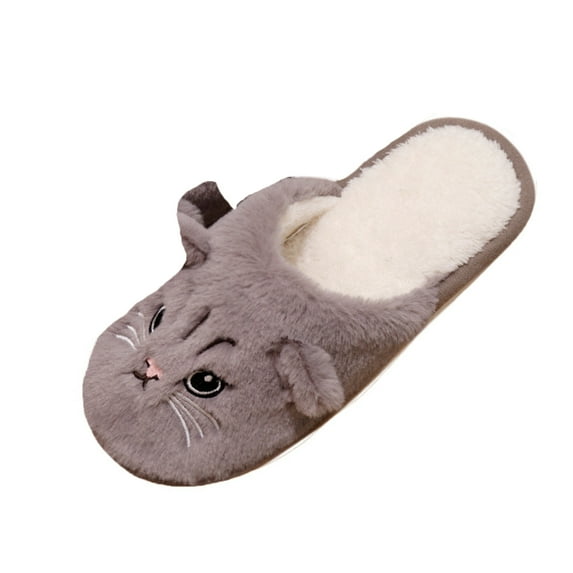 Willtoo Plush Animal Slippers, Soft And Comfortable Slippers, Women'S Home Slippers, Bedroom Cat Plush Slippers Coffee 11-12 Women/9-9.5 Men