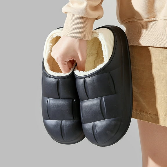 Willtoo Premium Comfort Thermal Closed back Non Slip Women's Fuzzy House Slippers Indoor Soft Warm Shoes Memory Foam Sole Black