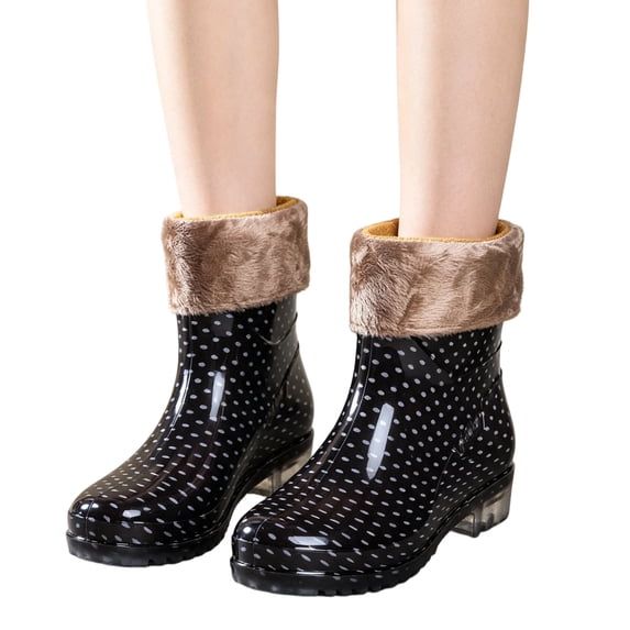 Willtoo Rain Boots Women Waterproof Warm Lined Ankle Booties Non Slip Comfort Shoes for Kitchen Work, Gardening and Rainy Daily Outdoor Use