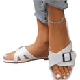 thumbnail image 1 of Willtoo Sandals For Women 2026 Flats Comfortable Wide Width Cute Slides Womens Summer Casual Walking Beach PU Faux Leather Shoes, 1 of 5