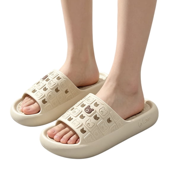 Willtoo Shower Shoes Open Toe Non Slip Soft Sole Slides Cozy Hollow Drain Slip on Sandals Lightweight Home Slippers
