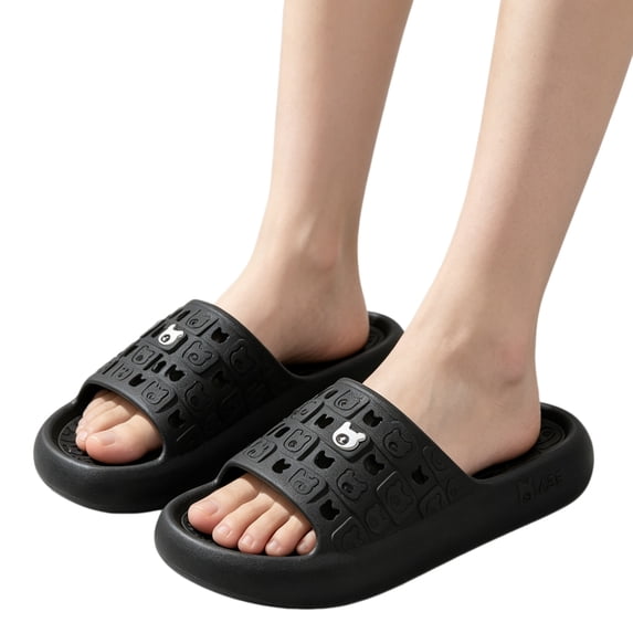 Willtoo Shower Shoes Open Toe Non Slip Soft Sole Slides Cozy Hollow Drain Slip on Sandals Lightweight Home Slippers