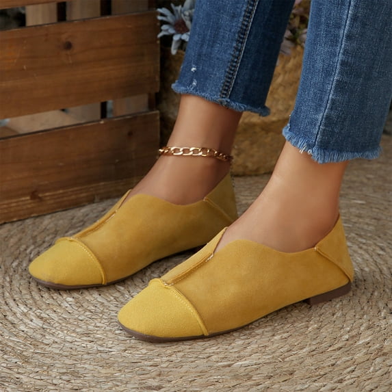 Willtoo Slip On Flats Shoes for Women Comfortable Round Toe V Cut Casual Ballet Flats Soft Walking Shoes Lightweight Breathable Shoes