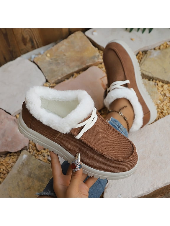 Slip On Loafers for Women Plush Lined Warm Winter Orthopedic Walking Shoes Arch Support Non-Slip Lightweight Work Shoes
