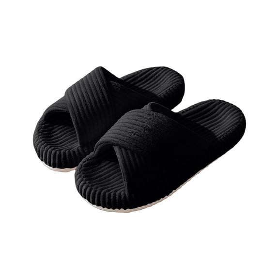 Willtoo Slippers for Women Memory Foam House Bedroom Corduroy Crossbands Open Toe Slides Sandals Shoes Comfy Trendy Gift for womens Anti-Skid sole