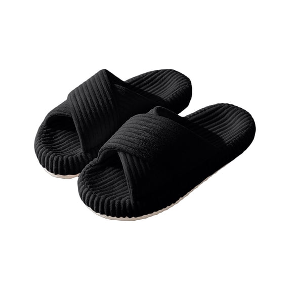 Willtoo Slippers for Women Memory Foam House Bedroom Corduroy Crossbands Open Toe Slides Sandals Shoes Comfy Trendy Gift for womens Anti-Skid sole
