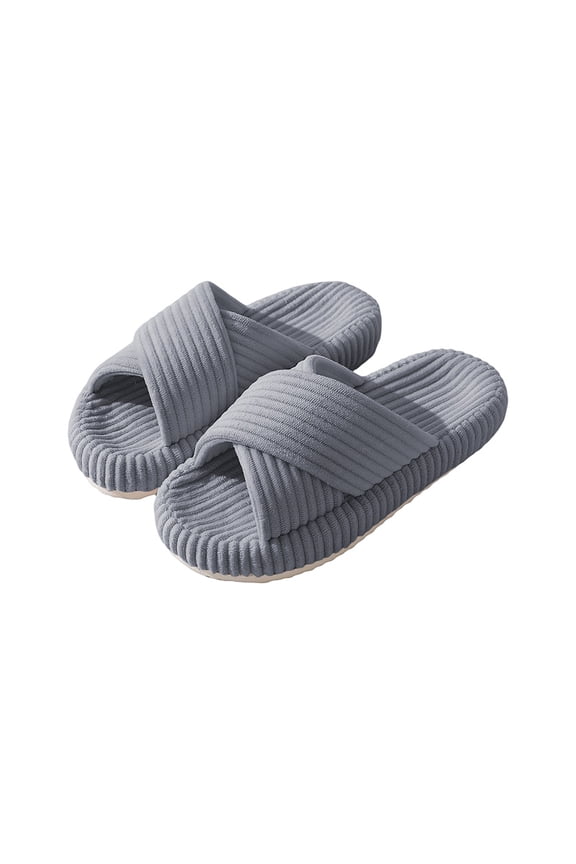 Slippers for Women Memory Foam House Bedroom Corduroy Crossbands Open Toe Slides Sandals Shoes Comfy Trendy Gift for womens Anti-Skid sole