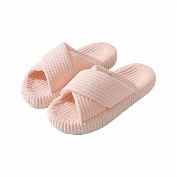 Willtoo Slippers for Women Memory Foam House Bedroom Corduroy Crossbands Open Toe Slides Sandals Shoes Comfy Trendy Gift for womens Anti-Skid sole