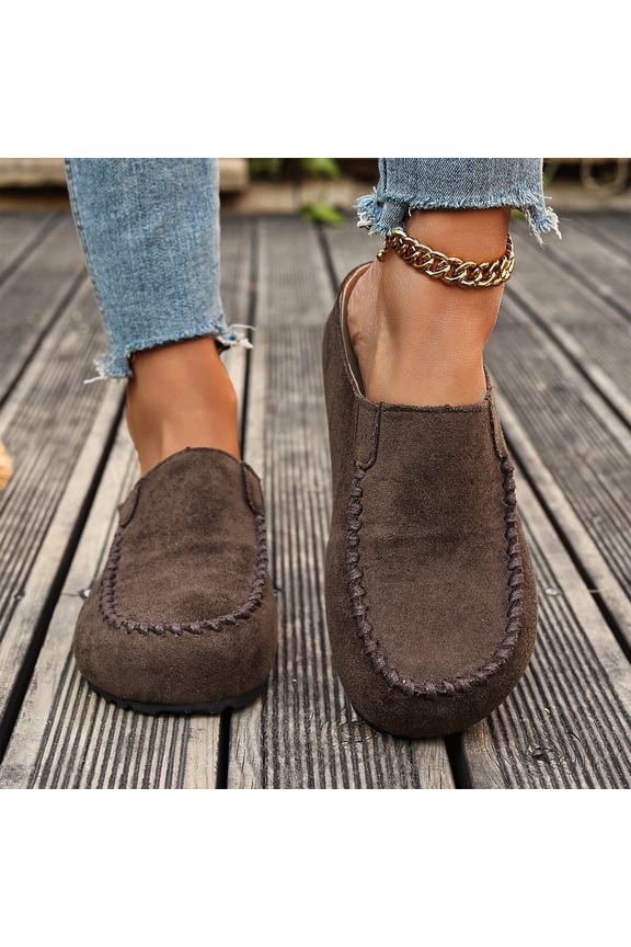 Slippers for Women Style Slip On Indoor Outdoor Chinese House Slippers Mule Shoes Suede Moc Toe Backless Thick Non Slip Sole Platform