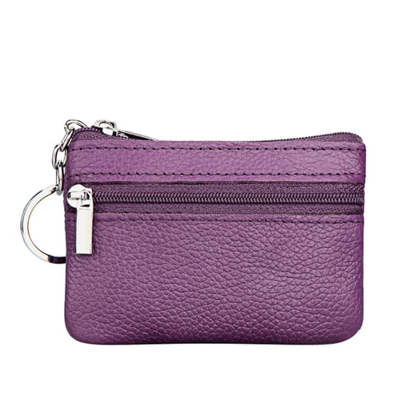 Willtoo Small Leather Coin Purse Change Pouch for Women Men with Zip Key Ring