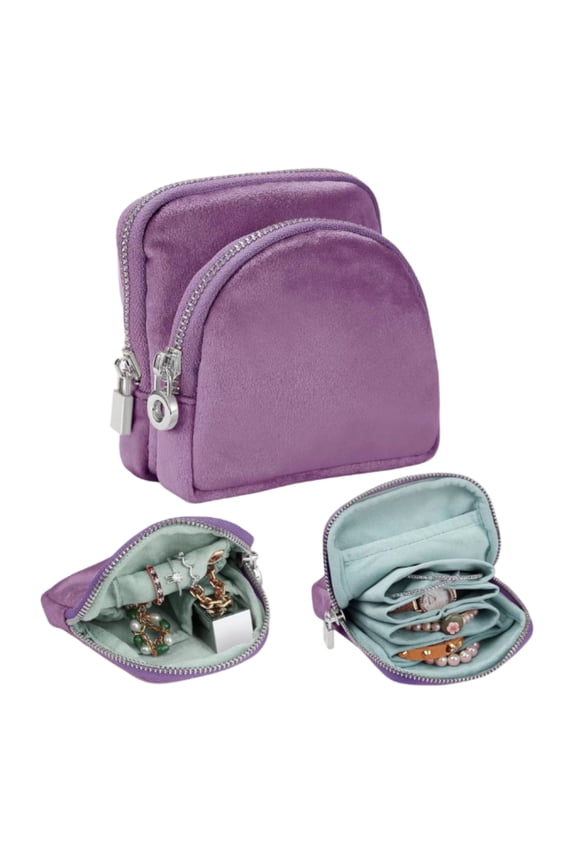 Small Travel Jewelry Case Set 2-in-1 Detachable Velvet Pouches, Portable Jewelry Organizer bag for Rings Earrings Bracelets, Gift Box for Women