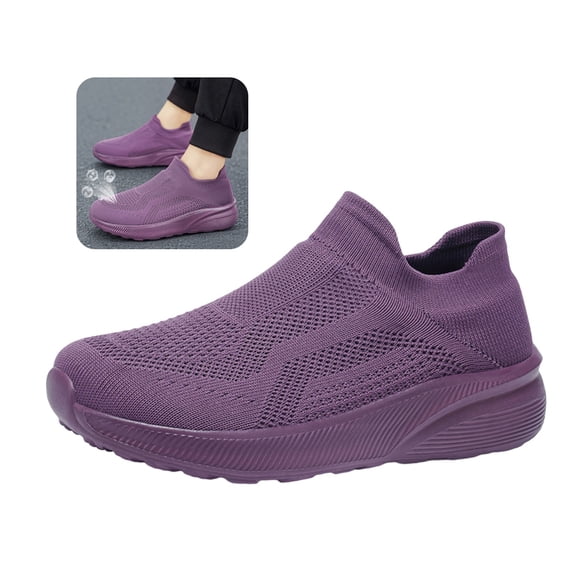 Willtoo Sneakers for Women Breathable Mesh Slip‑on Knit Walking Shoes Lightweight Thick Platform Sole Elevated Casual Tennis Shoes