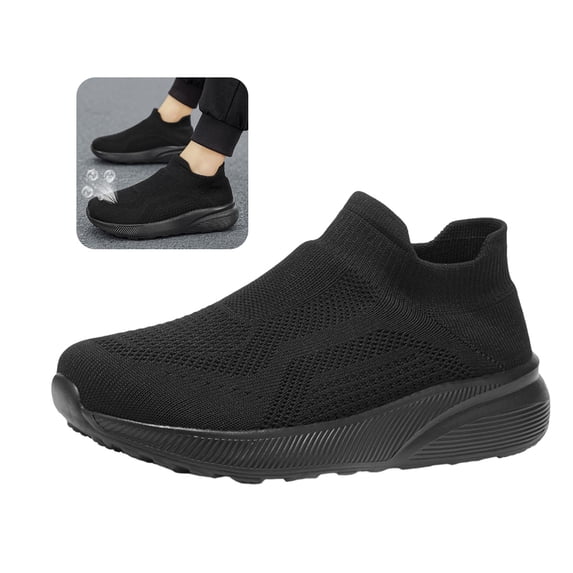 Willtoo Sneakers for Women Breathable Mesh Slip‑on Knit Walking Shoes Lightweight Thick Platform Sole Elevated Casual Tennis Shoes