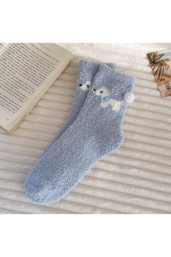 Socks for Women Fun Animal Themed Fuzzy Sock Cute Cozy Warm Fluffy Slipper Sock for Winter Home
